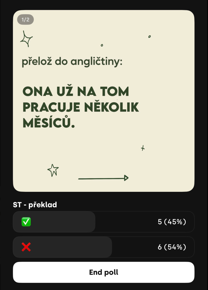Ukázka cvičení — překlad do angličtiny